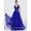 Alibaba Elegant Applique Long New Designer V Neck Royal Blue Beach Evening Dresses Or Bridesmaid Dress LE15